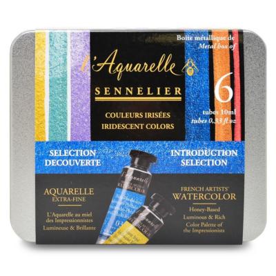 Aquarelle extra-fine Irisée Boite métal 6 Tubes 10ml Sélection Découverte Sennelier