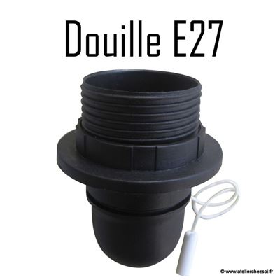 Douille électrique E27 noire avec interrupteur à tirette 60W