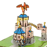 Kit Boîte à musique Chateau Dragon Princesse H18 cm Puzzle 3D Bois mécanisme à manivelle 115 pièces Tonecheer