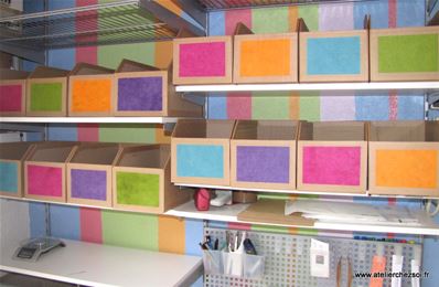 Tuto DIY Casier en carton - casier décorés papier népalais