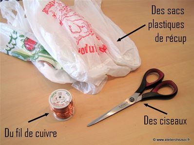 Tuto Fabrication Pompon sac plastique récup - Matériel