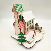 Maquette Maison de Noël Colorée 17x16x20cm à construire 36 pièces Bois