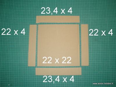 Tuto DIY Fiche pour fabriquer boite en carton - découpe pièces couvercle