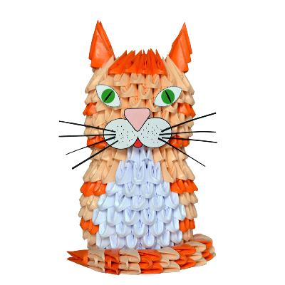 Kit pliage Origami 3D Chat Roux 7x11 cm 382 modules Modular Origami ATH Press