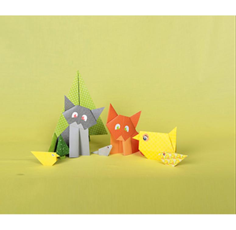 Kit Origami Avenue Mandarine - 20 Feuilles 12x12cm Avec Modèle Chat | Activité Enfant Dès 5 Ans