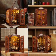 Kit Maquette Book Nook Bookshop Memories 17x12x10 cm Librairie 3D avec Vitre anti-poussière Cutebee