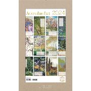 Calendrier mural Luxe 2024 Arbres dans l'Art 12 illustrations 12 mois Doré Or chaud 29X49 cm