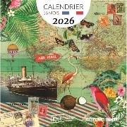 Calendrier mural 2026 Carnet de Voyage 12 illustrations Gwenaëlle Trolez 16 mois 30X30 cm Kiub