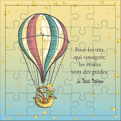 Carte Puzzle Le Petit Prince 25 pièces Montglofière avec Carte et Enveloppe 17x17 cm Kiub