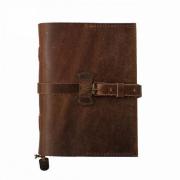 Carnet de Voyage Cuir Enki 200p coton 13x18 cm Fait-main en Inde