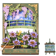 Maquette Bois Tableau Fleurs Nénuphars Scintillants Puzzle 3D 237 pièces TH001 Glittering Water Lily Rolife