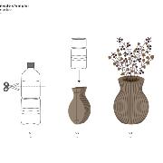 Vase en carton ondulé Cache-cache Forme Losange H 20cm Tout simplement