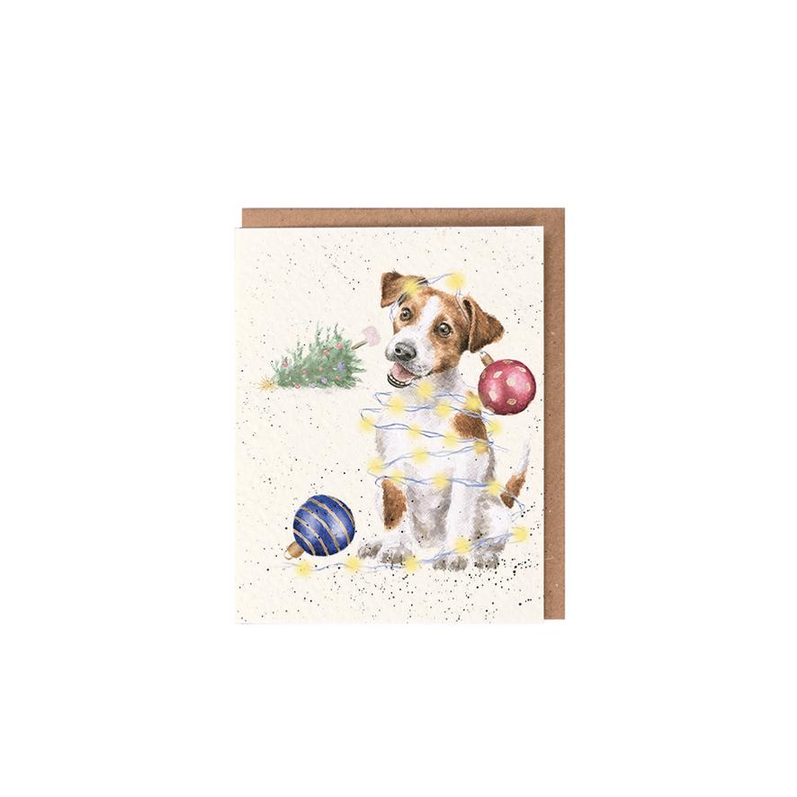 Carte Miniature Noel Chien Enguirlande 9x7 Cm Wrendale Carte Miniature Noel Chien Enguirlande 9x7 Cm Wrendale