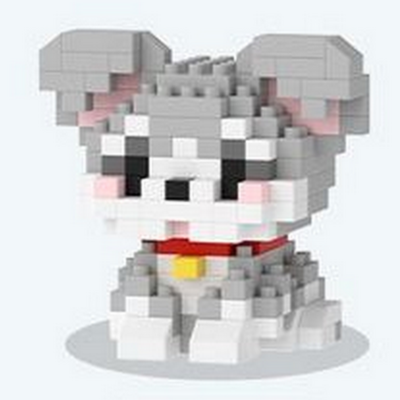 Mini-briques Petit Chien Gris Schnauzer 5.2x4.4x5.1cm 202 pièces  K216 Pet Day Mini Blocs de construction Mekansm