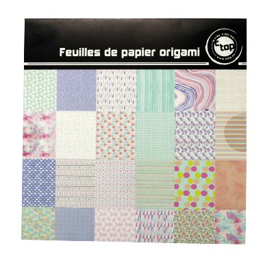 Papier origami 36 feuilles 15 x 15 cm Les Pastels Motifs recto-verso