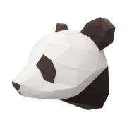 Kit de pliage Prédécoupé Petit Trophée Tête de Panda Marron et Blanc 25x22x22 Agent Paper