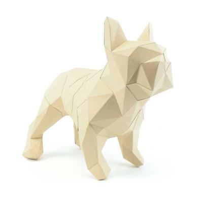 Kit de pliage Prédécoupé Chien Bouledogue Français Beige 30x19x36 Agent Paper