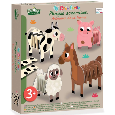 Coffret Pliages accordéon 4 Animaux de la Ferme 3 ans Crealign