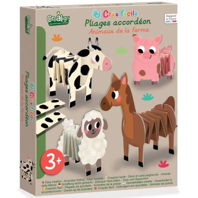 Coffret Pliages accordéon 5 Animaux de la Ferme 3 ans Crealign