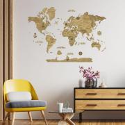 Carte du monde 2D en Bois Foncé Taille M 70x100 cm Creatif Wood