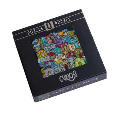 Mini-Puzzle Q Casse-tête Silver-4 Maisons 72 pièces 12.5x12.5 cm Curiosi