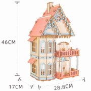 Maison de Poupées Villa Gothic Colorée 46x29x17cm à construire Bois Ech 1/36