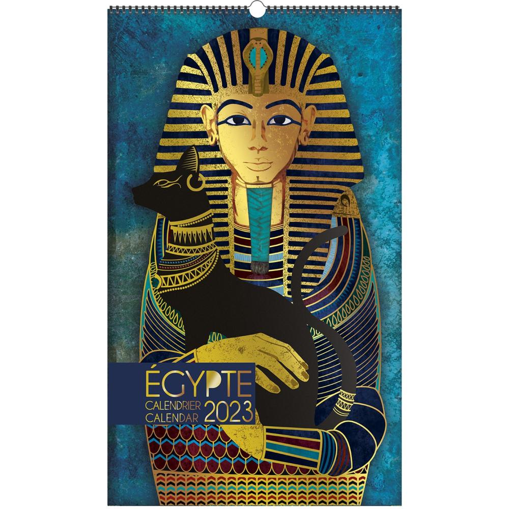 Calendrier mural Luxe 2023 Egypte 12 illustrations 12 mois Doré Or