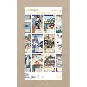 Calendrier mural Luxe 2027 Estampes Japonaises 12 illustrations 12 mois Doré Or chaud 29X49 cm