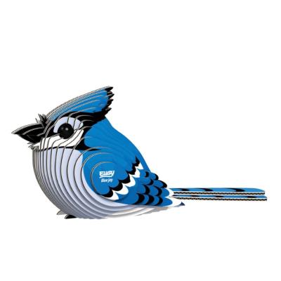 Mini-maquette Eugy Oiseau Geai bleu 12cm à construire en Carton 3D