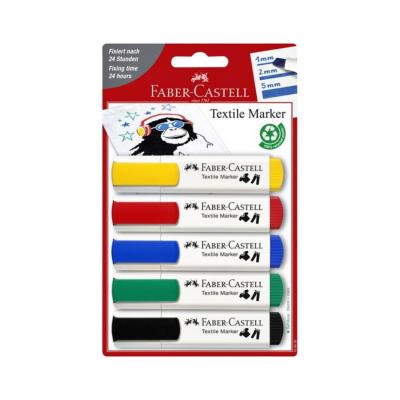 Set de 5 Marqueurs Tissu Textile Marker 5 couleurs Faber Castell