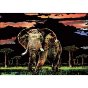 Peinture à gratter Eléphant Tableau 30x42 Figure d'Art