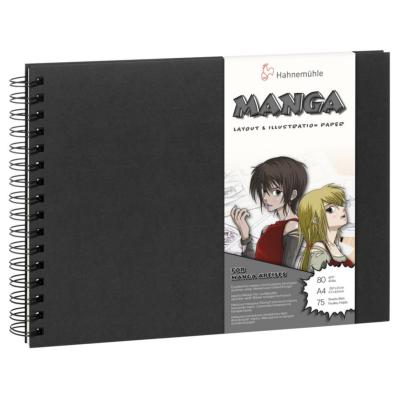 Carnet Manga Layout & Illustration 80g A4 75fles Spirales Couverture Noire Hahnemuhle