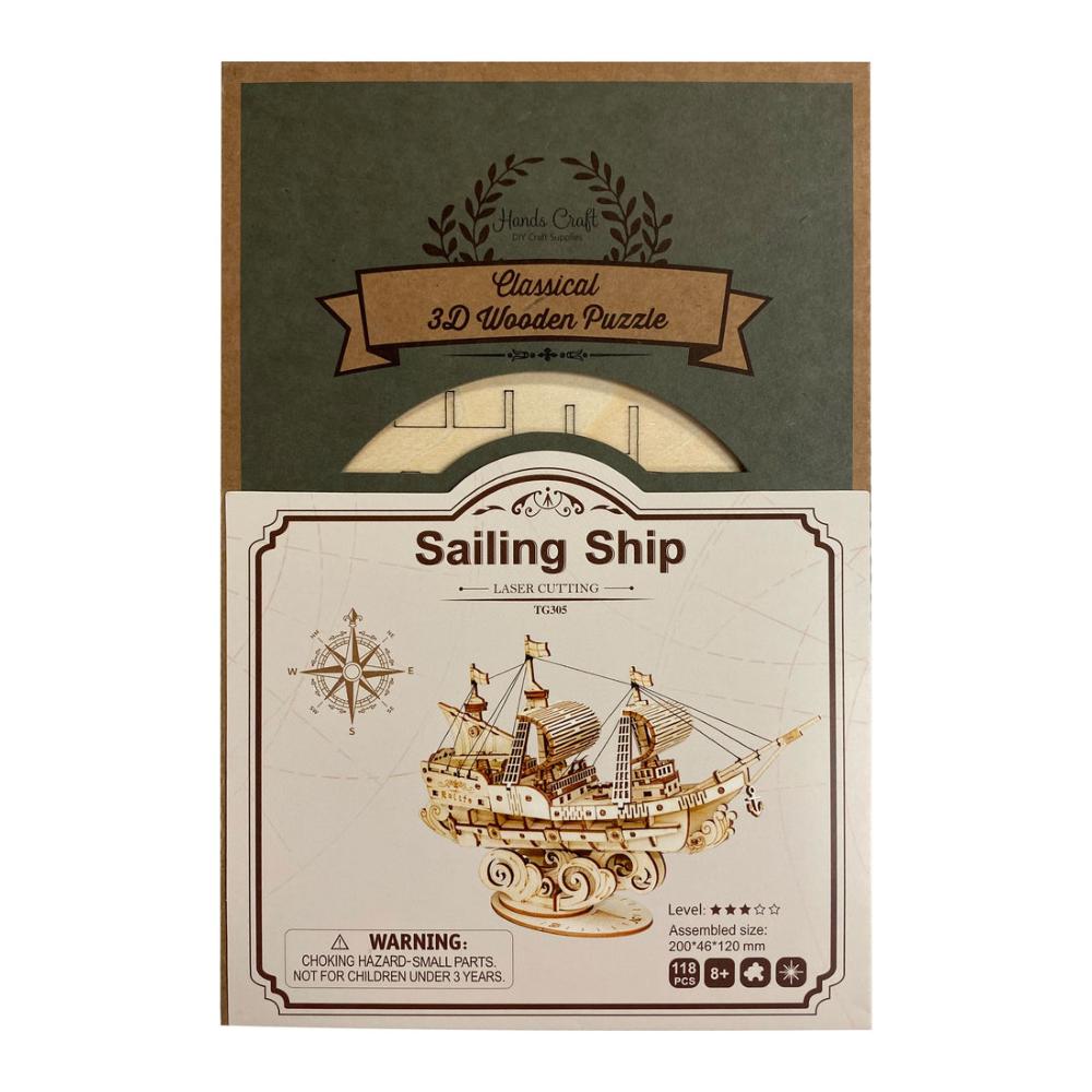 Maquette Bois Bateau Voilier 20cm Puzzle 3D de 118 pièces