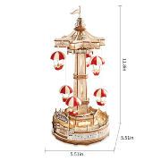 Kit Maquette Parc d'Attractions Tour à Parachutes Puzzle 3D Bois électromécanique 184 pièces