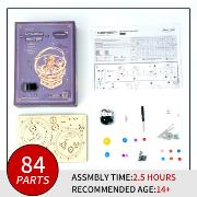 Kit Boîte à musique Système Solaire à fabriquer 16 cm Puzzle 3D Bois mécanisme à manivelle 84 pièces