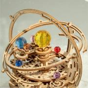 Kit Boîte à musique Système Solaire à fabriquer 16 cm Puzzle 3D Bois mécanisme à manivelle AMK51 84 pièces Rokr