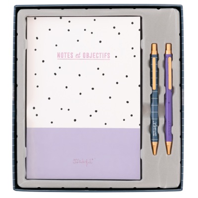 Kit écriture 2 crayons et Cahier 154p Notes et Objectifs Mr Wonderful