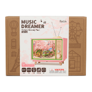 Kit Maquette 3D Puzzle Tram Téléviseur Rose Sakura Dreamy Tour 24x18x36 cm AMT02 Music Dreamer Rolife