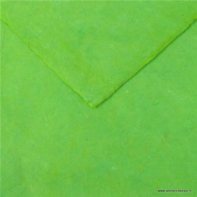 Papier népalais uni couleur Vert Anis Feuille 50x75 cm Lokta Fait-main