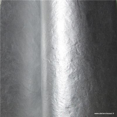 Papier népalais métallisé Argent Feuille 50x75 cm Lokta Fait-main