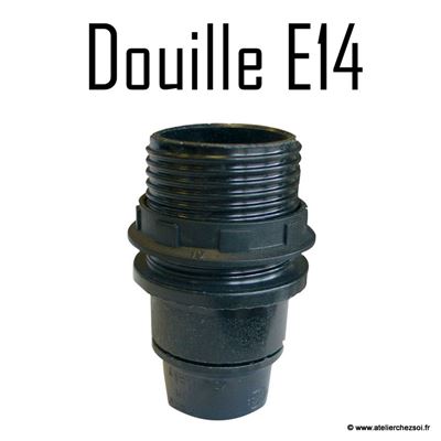 Douille électrique E14 noire demi-filetée avec bague 40W