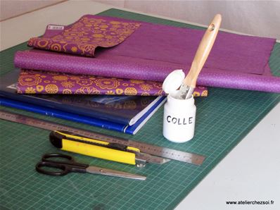 Tuto DIY cahier personnalisé papier déco - materiel