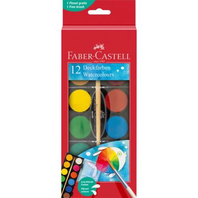 Boite Pastille Gouache 12 godets Pinceau Faber Castell