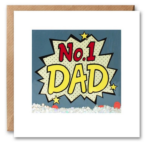 Carte à secouer Papa Numéro 1 avec paillettes et confettis 12x12 avec Enveloppe