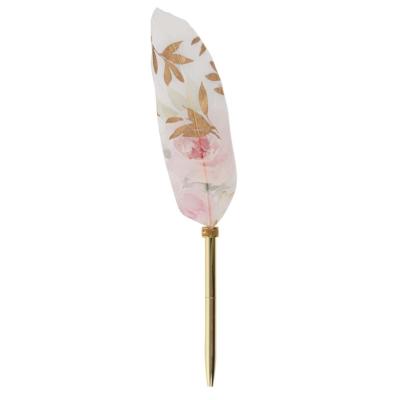 Stylo bille Plume d'oiseau 23 cm Green Symphonie Rose Encre noire ArteBene
