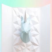 Kit de pliage Trophée Origami Licorne ou Cheval Papier Soft Mint à fabriquer 55x23cm