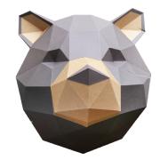 Kit de pliage Trophée Papercraft Ours Grizzly Marron et Kraft à fabriquer 40x42 cm