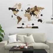 Carte du monde 2D en Bois Multicolore Taille M 70x100 cm Creatif Wood
