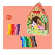 Coffret 18 Feutres Connector Boite métal Ferme Faber Castell