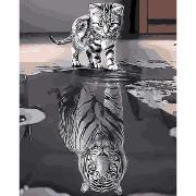 Peinture par numéros Chaton reflet Tigre Tableau 40x50 cm Figure d'Art